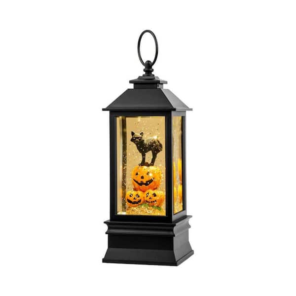 13.5 in. x 5.5 in. Black Plastic Vintage Lantern with LED Candle
