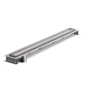 36 in. Stainless Steel Linear Shower Drain with End Bottom Outlet and Tile In-Lay Grate