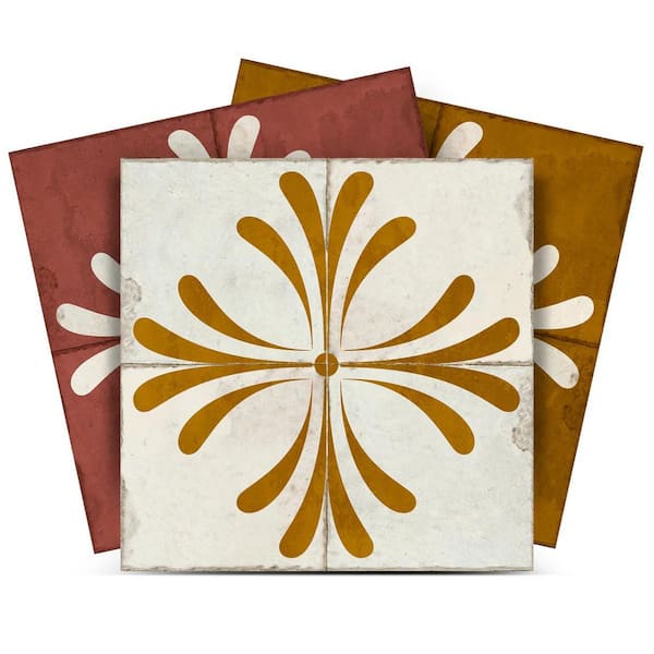 MI ALMA Brown, Dark Goldenrod and Beige R1016 5 in. x 5 in. Vinyl Peel and Stick Backsplash Tiles (24-Pack)
