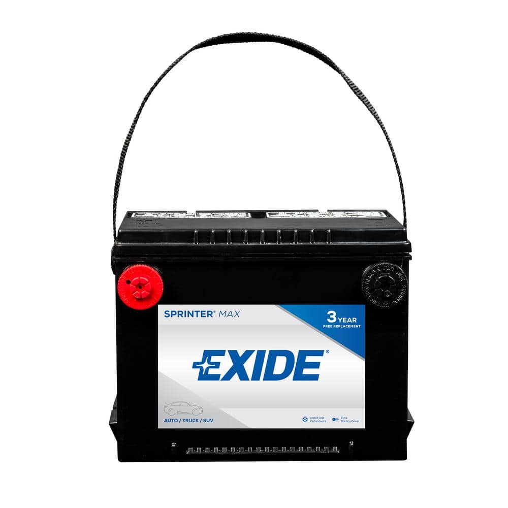 Exide SPRINTER MAX 12 volts Lead Acid 6-Cell 75 Group Size 700 Cold  Cranking Amps (BCI) Auto Battery SX75 - The Home Depot