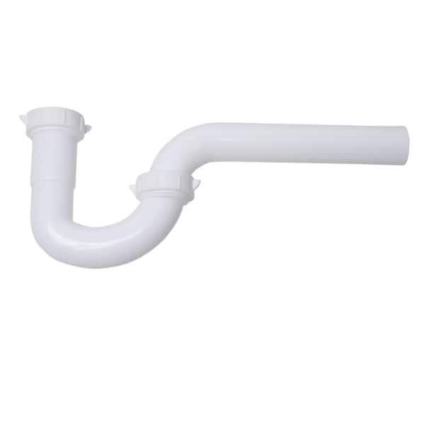 Photo 1 of  Bundle 1-1/4 in. White Plastic Sink Drain P- Trap with Reversible J-Bend and (1) 1 1/2