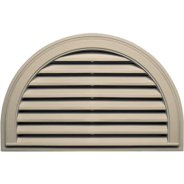Builders Edge 34.1875 in. x 22.128 in. Half Round Beige/Bisque Plastic Built-in Screen Gable Louver Vent