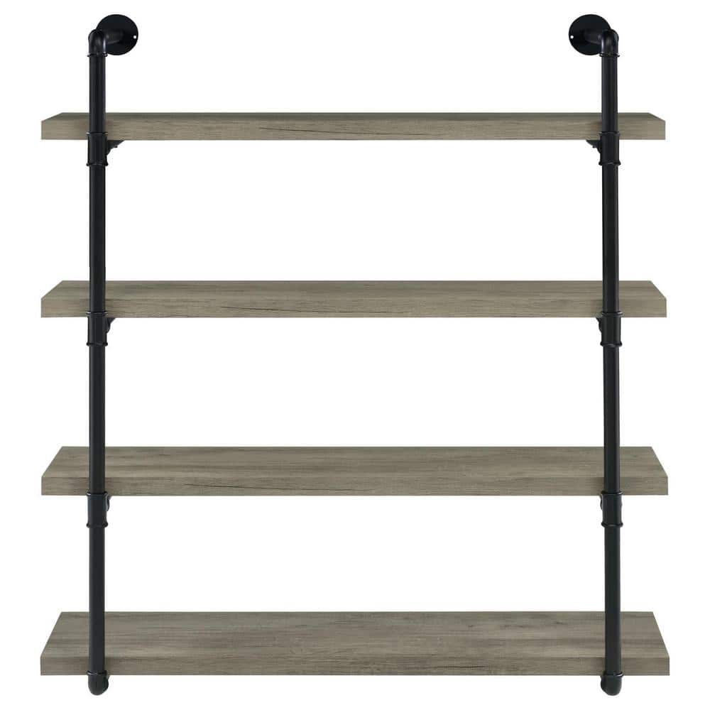 39.25 in. W x 11.50 in. D Gray Particle Board 4-Tier Decorative Wall Shelf 