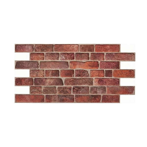 Old Retro Red Brick 3 ft. x 1-1/2 ft. x 3/8 in. 3D PVC Peel and Stick Wall Panels (5-Pack)