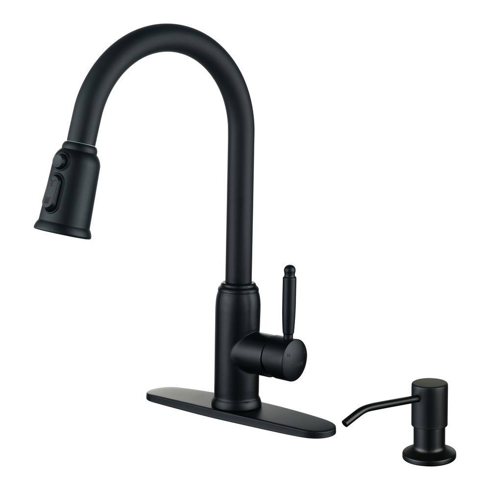 Stainless Steel Single-Handle Pull Down Sprayer Kitchen Faucet with Soap Dispenser in Black price history on PriceWatchPro