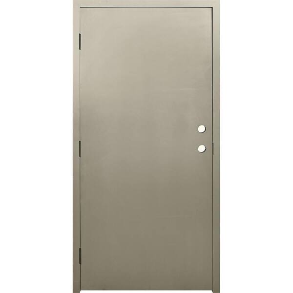 Krosswood Doors 36 in. x 84 in. DKS Flush Primed Steel Prehung Commercial Door and Frame with Hardware