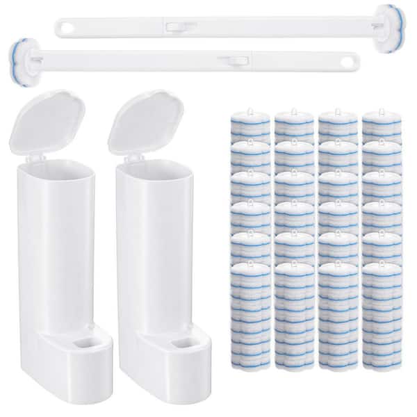 2-Pack Toilet Brush and Holder Disposable Toilet Cleaning System with 96 Refills for Bathroom Deep Scrubbing