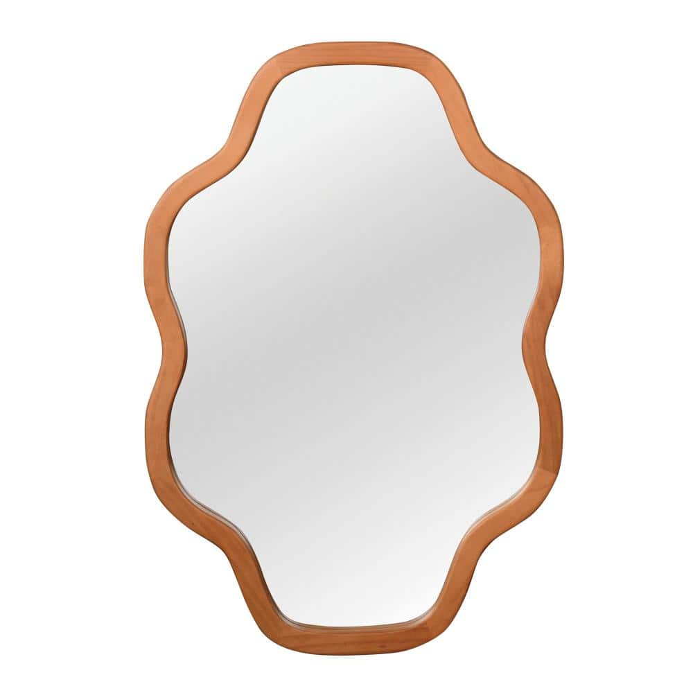 "20""W x 30""H Cloud Shape Wall-Mounted Bathroom Mirror with Solid Wood Frame,Yellowish Brown" price history on PriceWatchPro