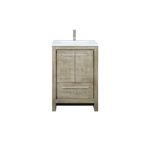 Lafarre 24 in W x 20 in D Rustic Acacia Bath Vanity, Cultured Marble Top and Brushed Nickel Faucet Set