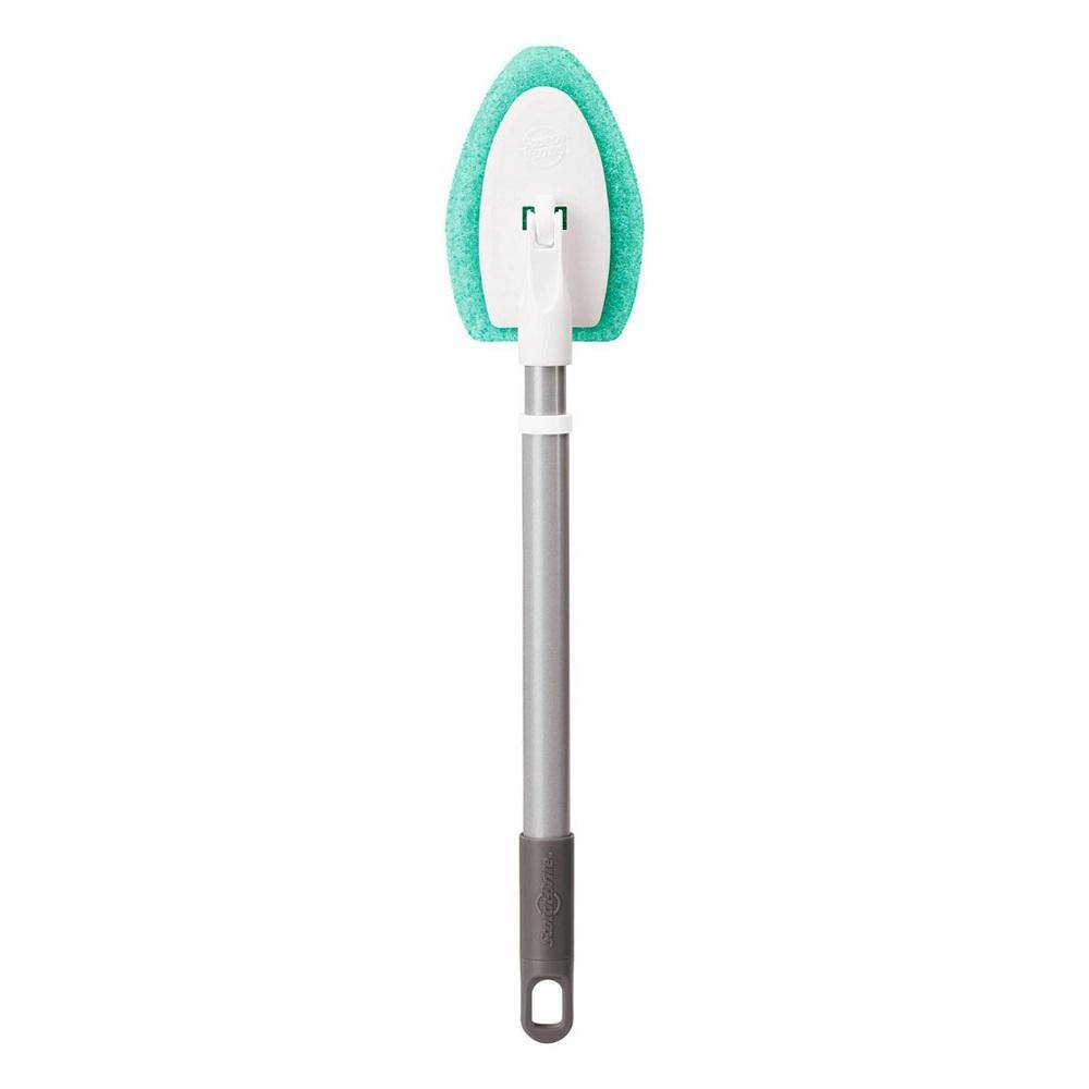 Blue and Silver Steel Handle Shower Scrubber with Recycled PET Bristles (2-Pack)