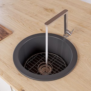 Black Matte Fireclay 18.5 in. Single Bowl Undermount Workstation Kitchen Sink