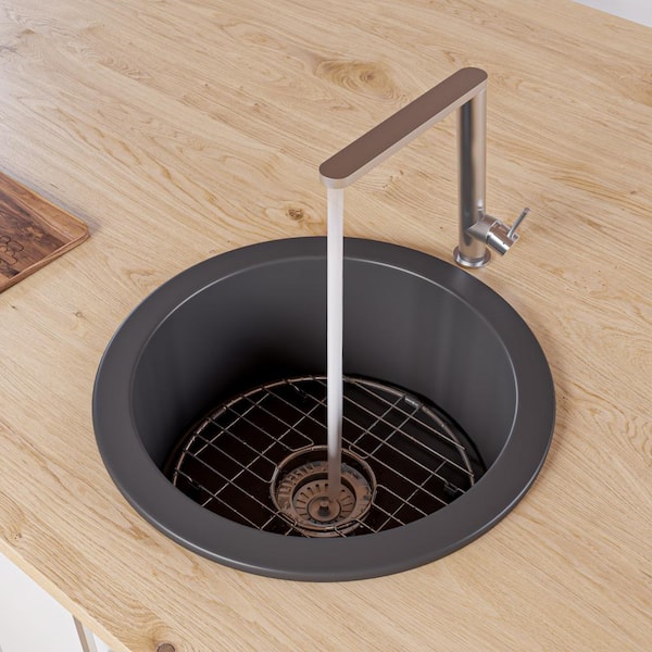 ALFI BRAND Black Matte Fireclay 18.5 in. Single Bowl Undermount Workstation Kitchen Sink