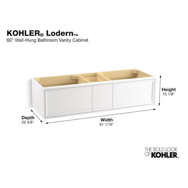 KOHLER Lodern 61 in. W x 22.4 in. D x 15.2 in. H Bathroom Vanity Cabinet without Top in Linen White