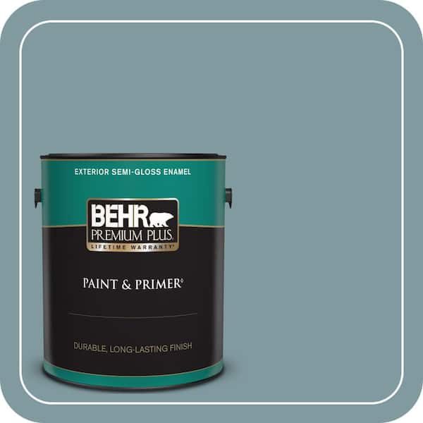 BEHR PREMIUM PLUS 1 gal. #ECC-56-3 Lake View Semi-Gloss Enamel Exterior Paint & Primer