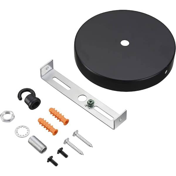 4-3/4 in. Dia with Hook and 7/16 in. Center Hole, Matte Black Finish, Chandelier Fixture Canopy Kit