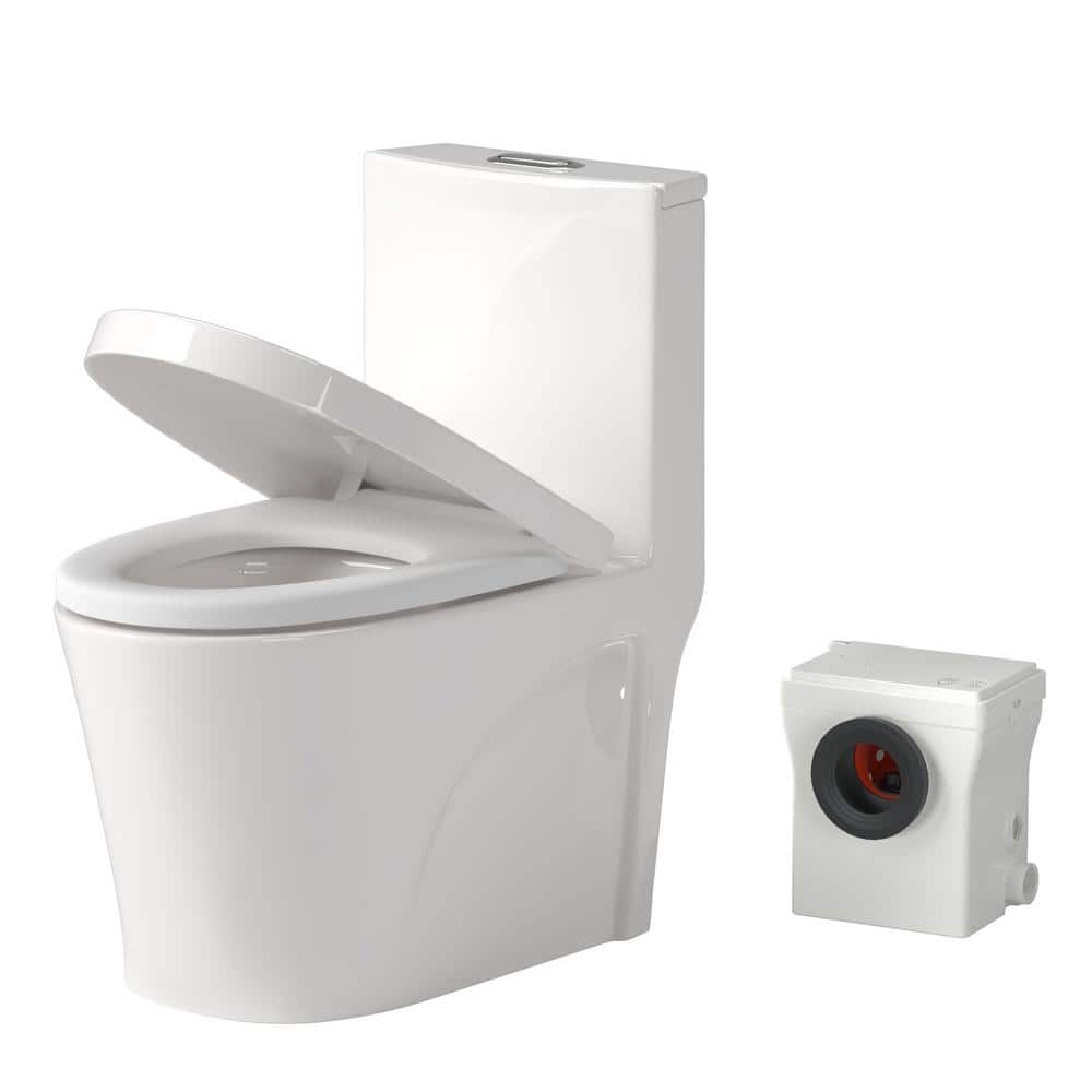 1-Piece 0.8/1.28 GPF Dual Flush Elongated in Toilet with 8-HP Macerating Pu