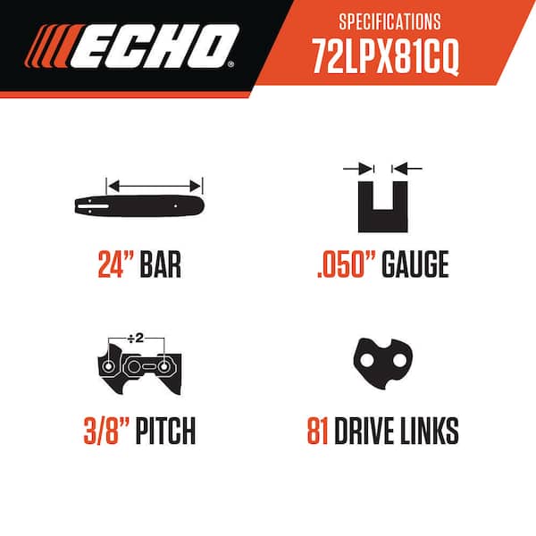 ECHO 24 in. 72LPX Chisel Chainsaw Chain with 81 Drive Links