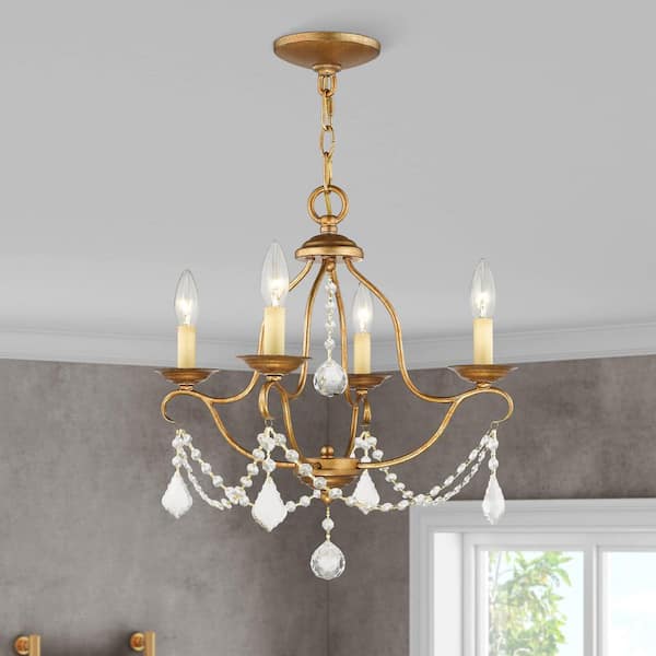 AVIANCE LIGHTING Langdon 4 Light Antique Gold Leaf Mini Chandelier