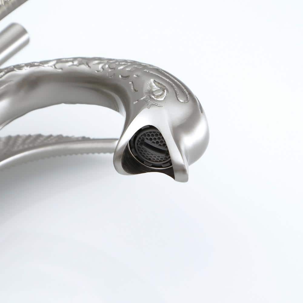Brushed Nickel Swan Single Handle Vessel Sink Faucet