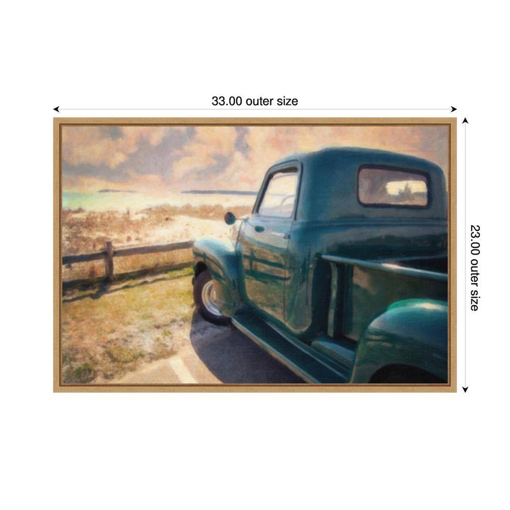 Great Ride Great View Framed Canvas Wall Art in Sylvie Maple