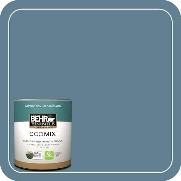 1 qt. #BXC-36 Aegean Blue Semi-Gloss Enamel EcoMix Plant-Based Interior Paint & Primer