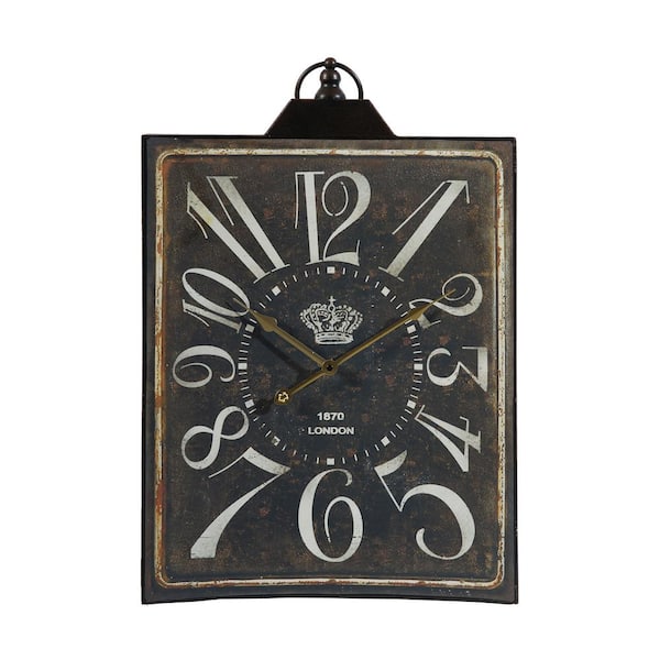 Tradrou Large Vintage Black Rectangular Wall Clock with White Numerals, Home Decor Accent Clock