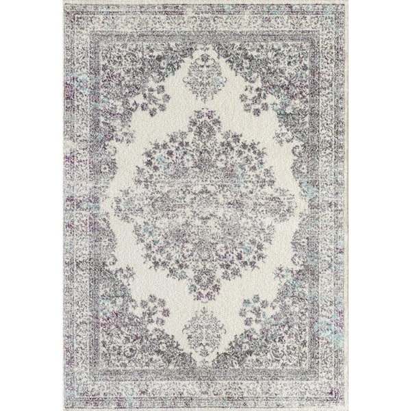 L'Baiet Daisy White Oriental 4 ft. x 6 ft. Area Rug