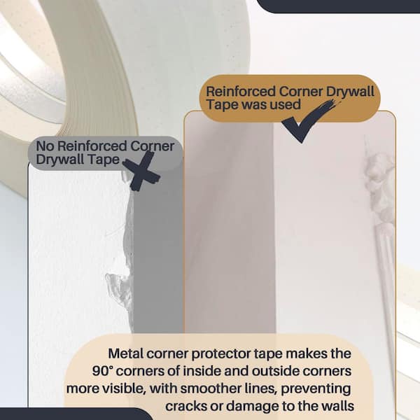 2 in. x 100 ft. Metal Drywall Corner Tape, Inside Corner Drywall Tape, No Adhesive Side for Drywall Corner (1-Pack)