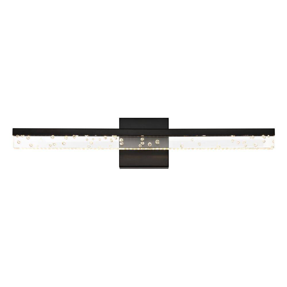 Mario 22" Black Iron LED Vanity Light with Seeded Acrylic Shade
