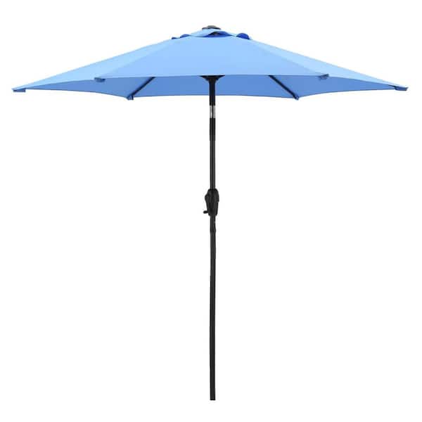 Tenleaf High-Quality and Durable 7-1/2 ft. Steel Market Tilt Patio Umbrella in Blue