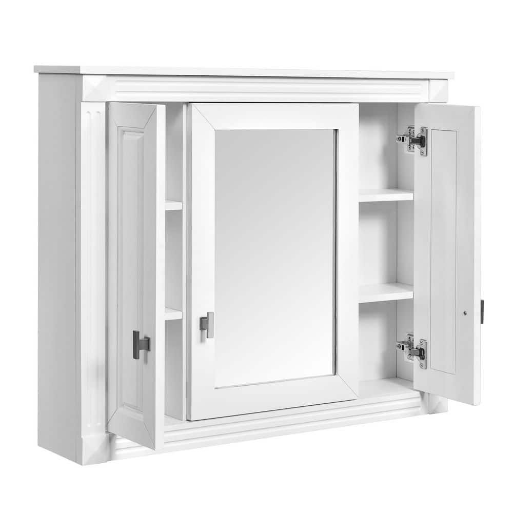 35 in. W x 28.74 in. H White Wood Framed Rectangular Wall Mount Medicine Cabinet with Mirror price history on PriceWatchPro