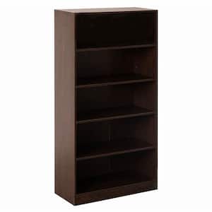 60 in. Tall Brown Wooden 5-Open Display Shelves Freestanding Classic Bookshelf Floor Standing Bookcase
