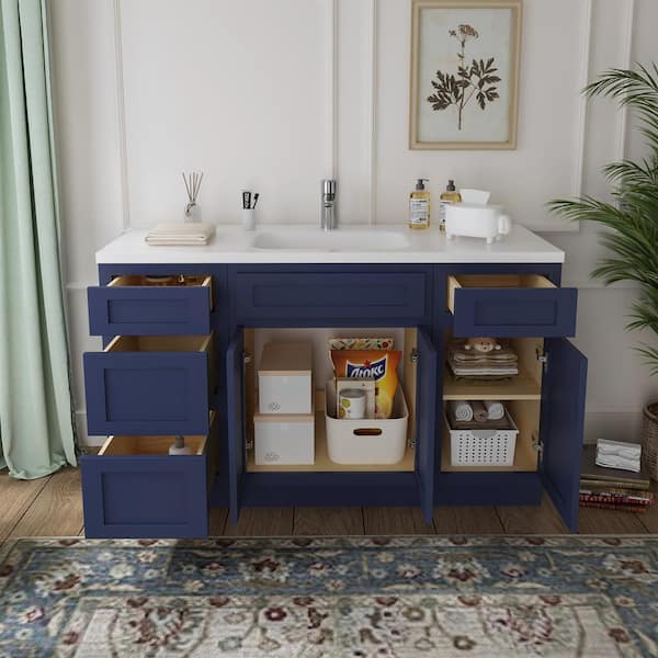 Vanity Art 54 in. W x 21 in. D x 32.5 in. H Bath Vanity Cabinet without Top in Blue