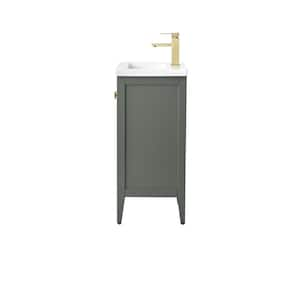 20 in. W x 15.7 in D x 34 in. H Single Sink Bath Vanity Cabinet in Linear Vintage Green with White Ceramic Top