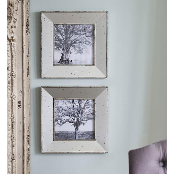 Set of 2 Vintage Silver Reflective Picture Frames with Small Speckles, 15 in. x 2 in. x 15 in.