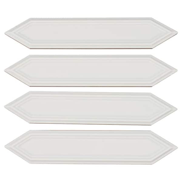 Concerto-Malorum Truva Glossy 2 in. x 8 in. Ceramic Beveled Picket Wall Tile Sample