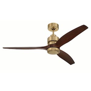 Sonnet WIFI 52 in. Indoor Dual Mount Satin Brass Ceiling Fan with Smart Wi-Fi Enabled Remote & Integrated LED Light