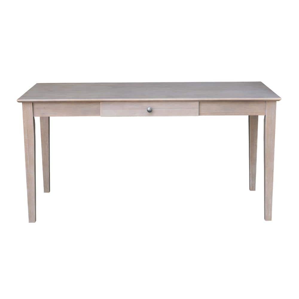 Transitional 60'' Washed Gray Taupe Home Office Desk with Drawer