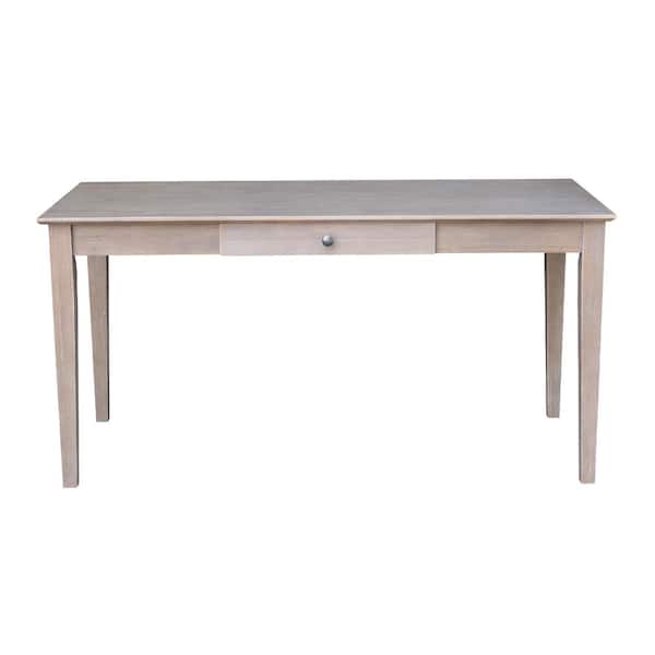 International Concepts 60 in. Rectangular Weathered Taupe Gray 1 Drawer Writing Desk with Solid Wood Material