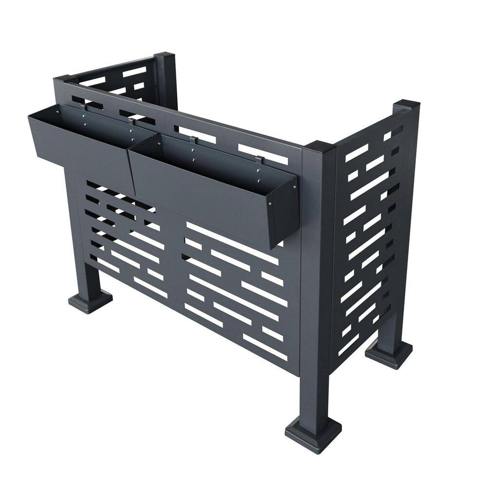 46.25 in. W x 35.25 in. H Charcoal Gray Steel Air Conditioner Privacy Decorative Garden Screens Fence, 3-Fence Panels price history on PriceWatchPro