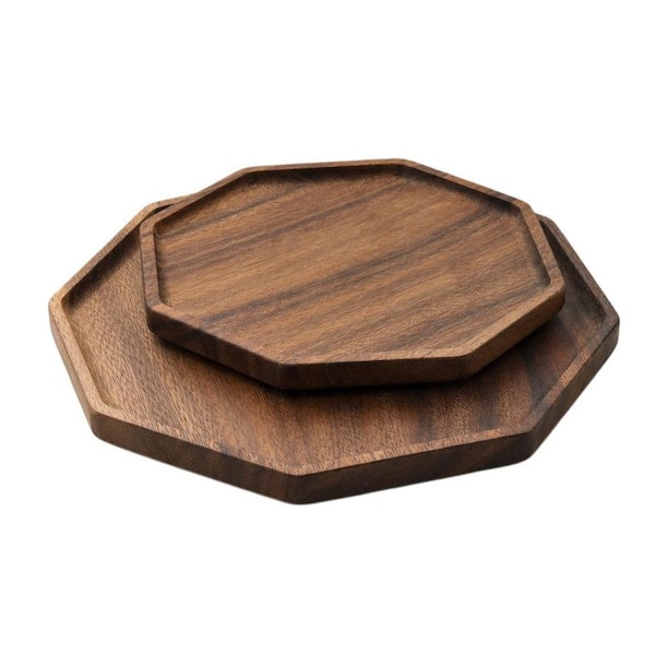 Set of 2 12 in. and 10 in. Wood Cheese Board, Round Wooden Serving Tray, Fruit Platter Decor Trays, Food Safe
