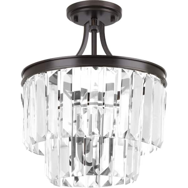 Glimmer Collection 3-Light Antique Bronze Semi-Flush Mount