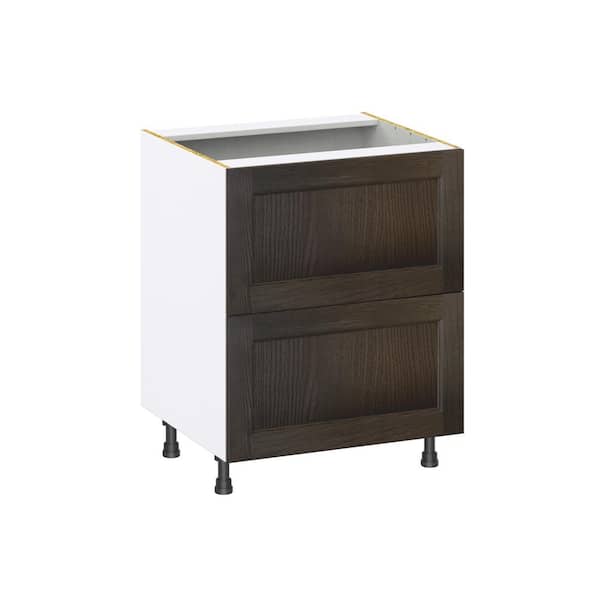 Georgetown 27 in. W x 24 in. D x 34.5 in. H Assembled Drawer Base Kitchen Cabinet in Chestnut with 2-Drawers