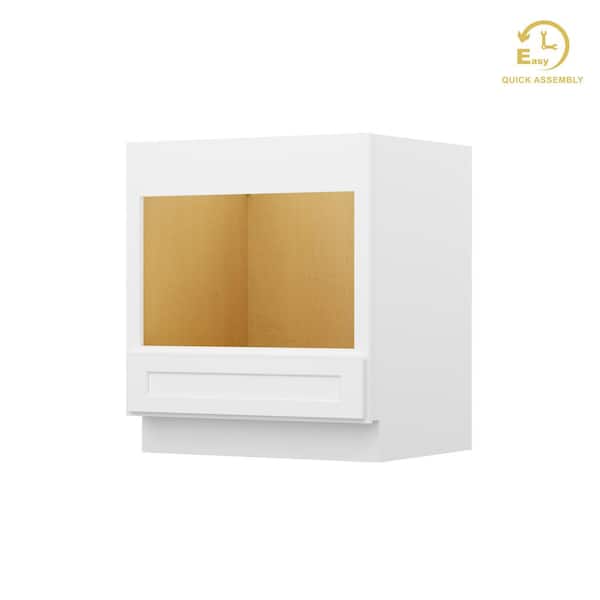 HOMLUX Easy-DIY 30 in. W x 24 in. D x 34.5 in. H in Shaker White Ready to Assemble Microwave Base Kitchen Cabinet