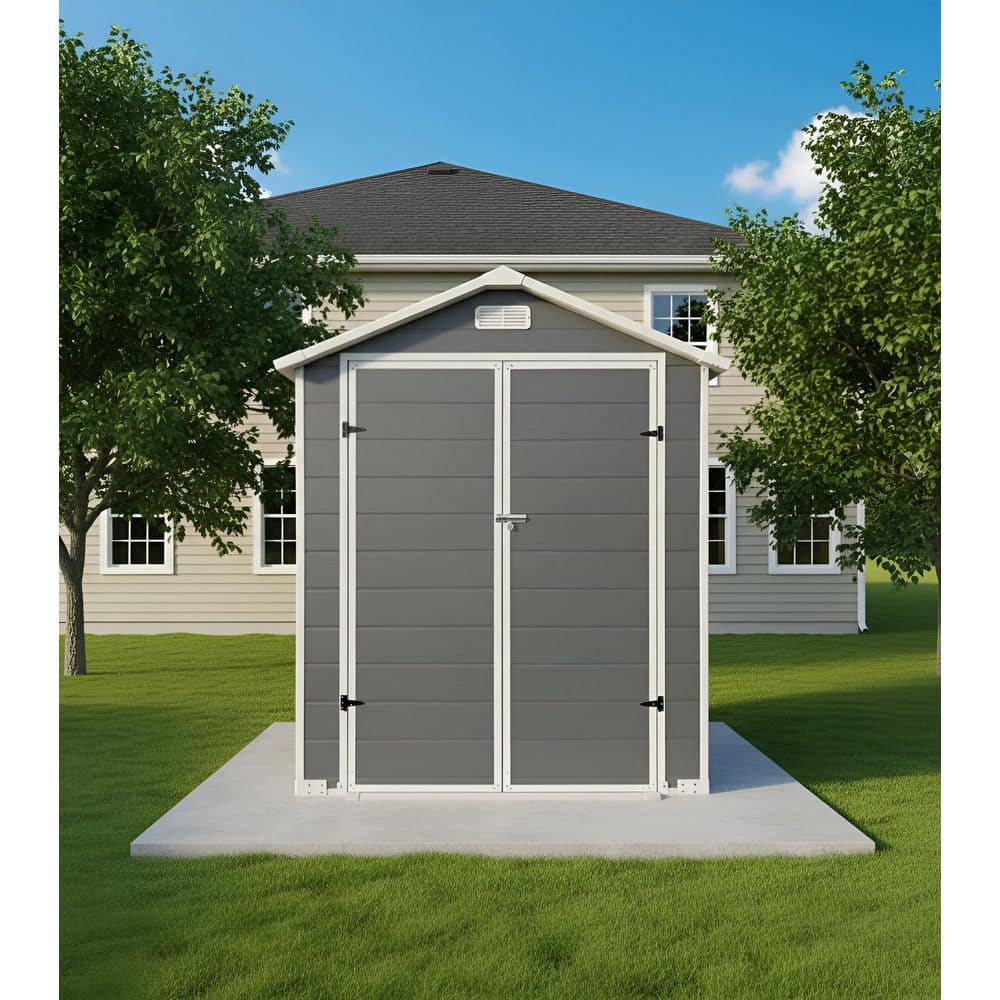 Light Gray 6 ft. W x 4 ft. D Plastic Resin Shed with Floor and