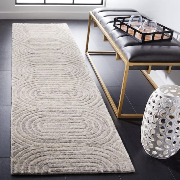 Trace 2 ft. x 9 ft. Gray/Ivory Geometric Runner Rug