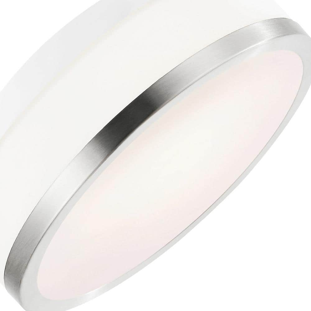 Satin Nickel 8" Drum Glass Flush Mount with Nickel Frame