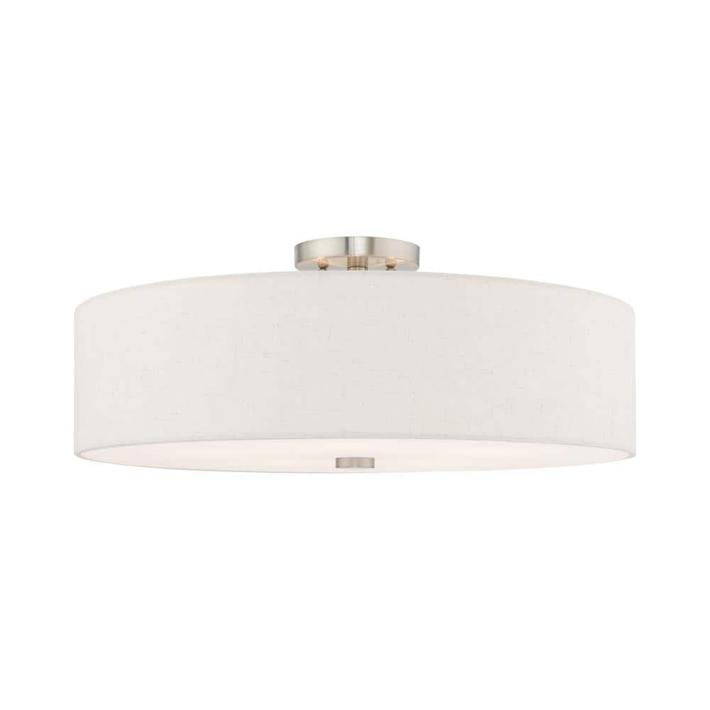 Contemporary Indoor/Outdoor 5-Light Brushed Nickel Drum Ceiling Fixture