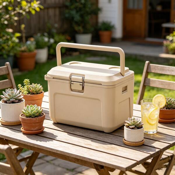 Sudzendf 16.5 qt. Portable Cooler in Beige wirh Cup Holder, 23 Can