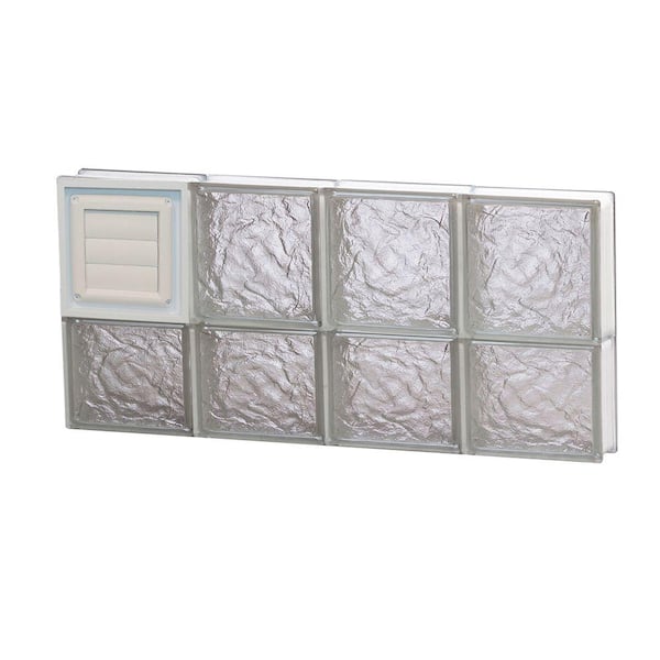 Clearly Secure 31 in. x 13.5 in. x 3.125 in. Frameless Ice Pattern Glass Block Window with Dryer Vent
